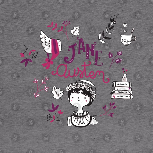 Jane Austen cartoon portrait by violinoviola